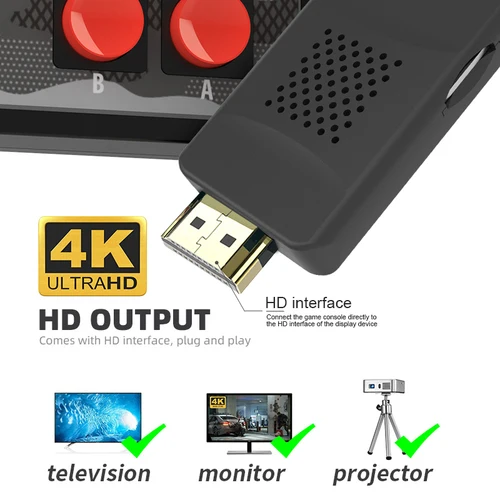 DATA FROG 4K HD 비디오 게임 콘솔, 1800 클래식 게임 내장, 미니 레트로 덴디 게임 콘솔, 무선 컨트롤러, TV 출력 2