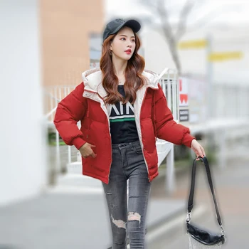 

Fall/Winter Lady with Cotton Down Jacket Hoodies Keep You Warm and Slim Outdoor Fashion Bread Clothes Beautiful Girl Necessities