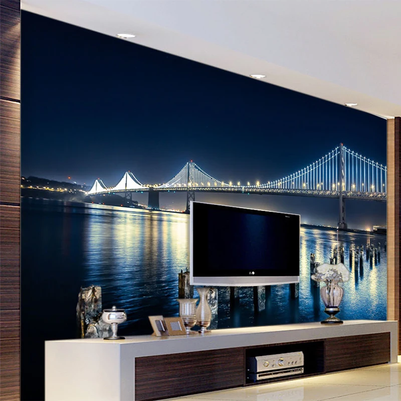 Custom-Murals-Wall-Paper-Beautiful-City-Night-View-Yangtze-River-Bridge-3D-Wall-Murals-Living-Room (1)