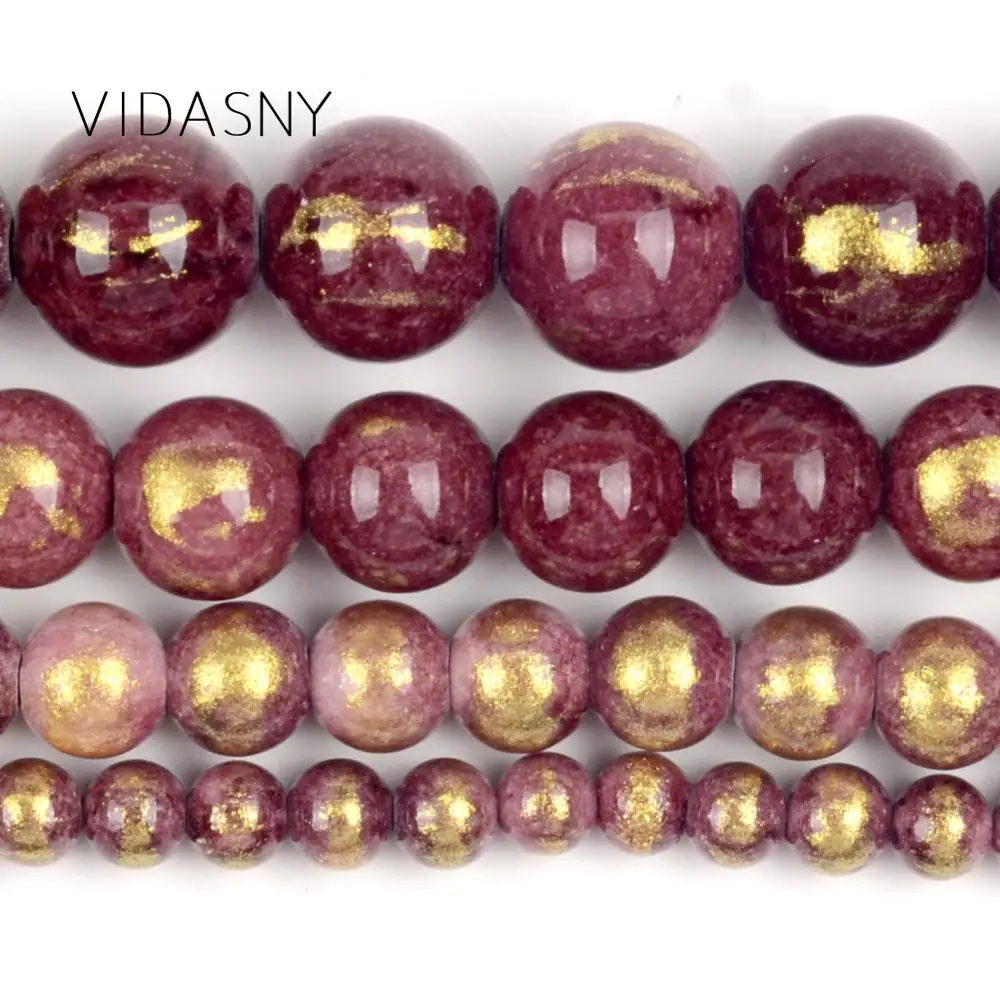 4/6/8/10mm Natural Red Wine Golden Silk Jades Stone Beads Round Loose For Jewelry Making Bracelets Necklaces Diy Jewellery | Украшения и