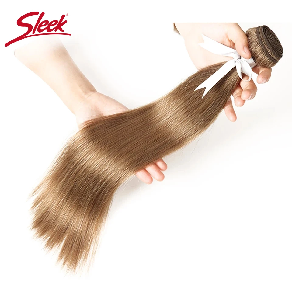 Sleek Double Drawn Silky Straight Hair Brazilian Hair Weave Bundles Color 8# 6# Brown Remy Human 12-24 Inches hair