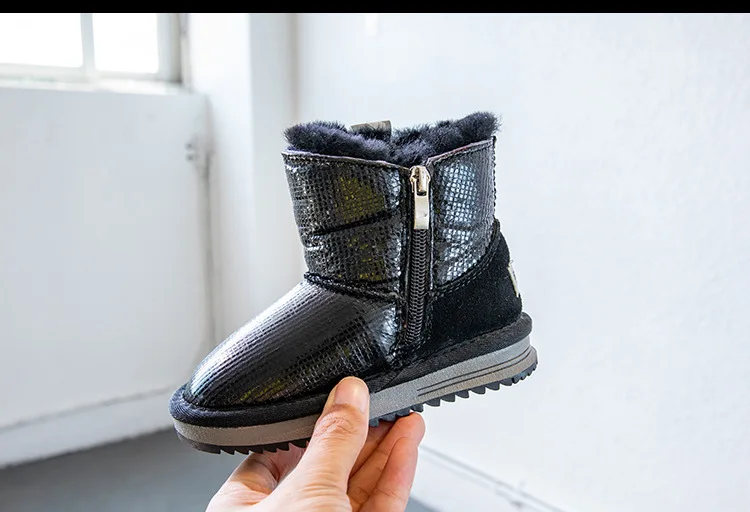 CCTWINS/детская обувь; коллекция года; зимние детские черные сапоги средней высоты; модные зимние сапоги для маленьких мальчиков; модная теплая обувь для девочек; SNB164