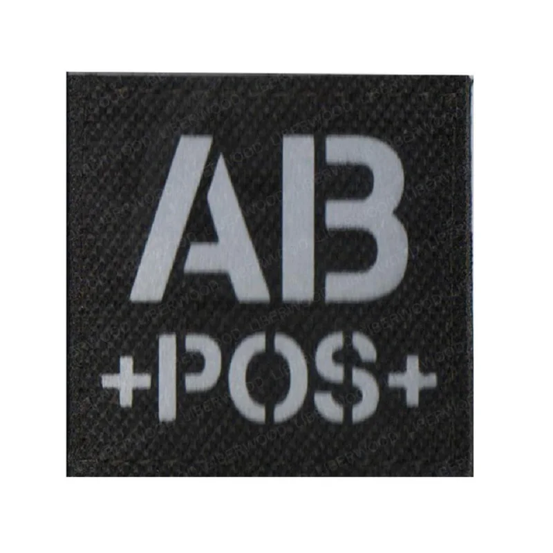 AB Тип крови A+ B+ O+ AB+ POS положительный ИК-патч для рюкзаков пальто тактический боевой патч отражающий бейдж-стикер с липучкой - Цвет: AB