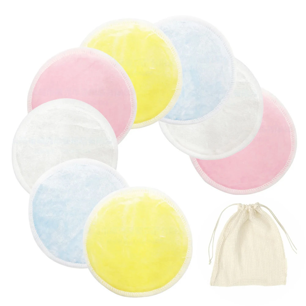 Многоразовые подушечки для макияжа моющиеся очищающие хлопковые микрофибры для снятия макияжа бамбуковые подушечки для лица с сетчатой сумкой для стирки - Цвет: 8pcs