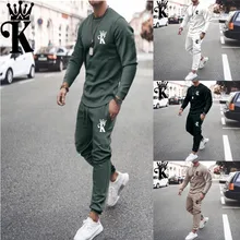 Spring And Autumn Lndependent Station Men's Casual Long Sleeve Round Collar Sports Suit,2021 Hot Sell 3D Art Printed T-Shirt Set