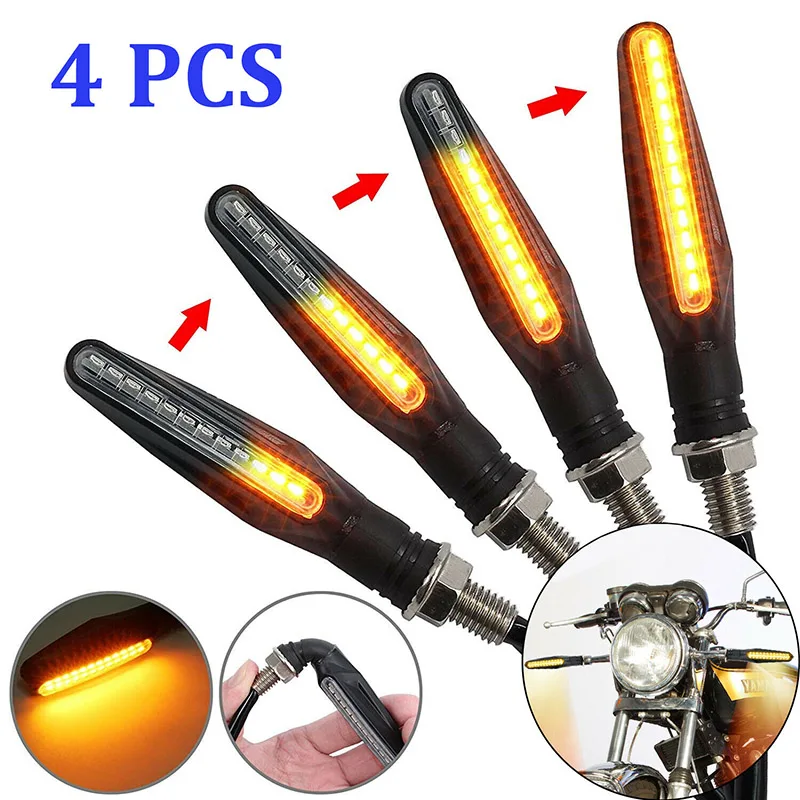 

DERI 4pcs 12LED Bulb Motorcycle Turn Signal Lamp Sequential Flowing Indicator Light Flowing Water Blinker Flashing Indicator