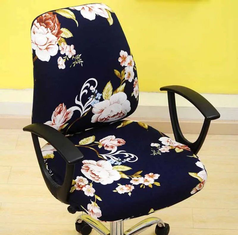 floral brown Офисное компьютерное кресло Чехлы офисные антипылевые спандекс Синий Сплит MJ046 чехол кресло сплошное универсальное сиденье черный чехол - Цвет: floral brown
