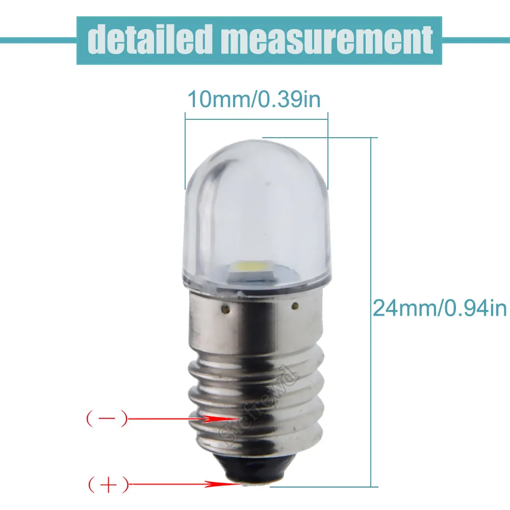 S250-10 Stück LEDs 10mm warmweiß klar 12-16V für Fassung E10 