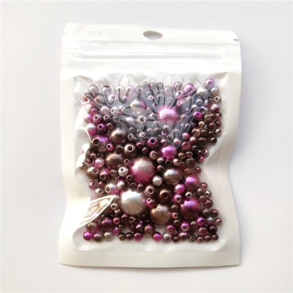 250Pcs Mix Size 3-12mm Beads with Hole Colorful Pearls Round Acrylic Imitation Pearl Beads DIY for Jewelry Making Accessories