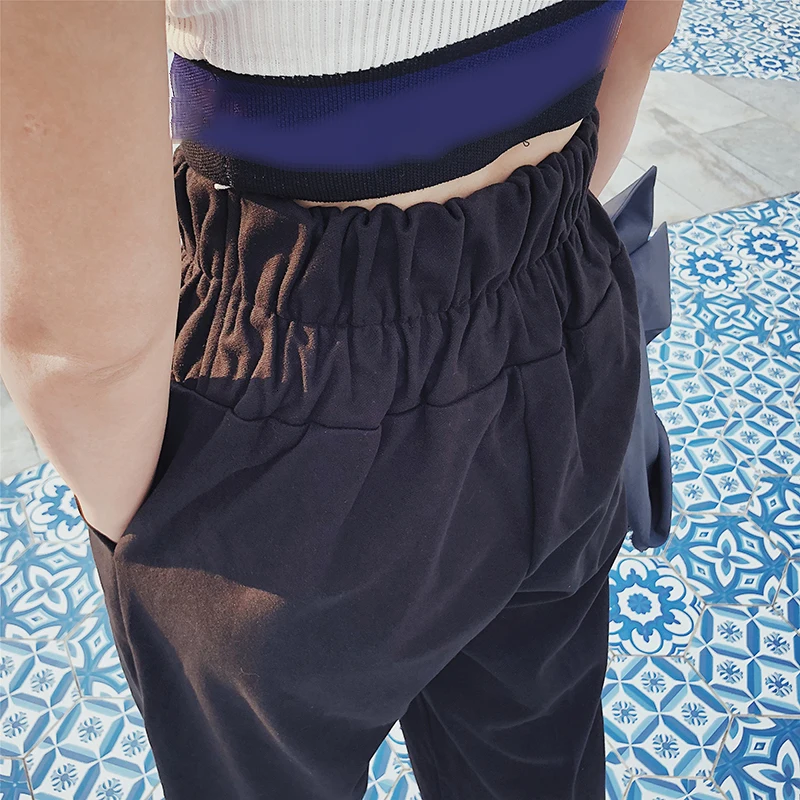 TWOTWINSTYLE корейский широкие брюки для женщин высокая талия эластичная Кнопка разделение серый мотобрюки плюс толстый 2018 осень зим