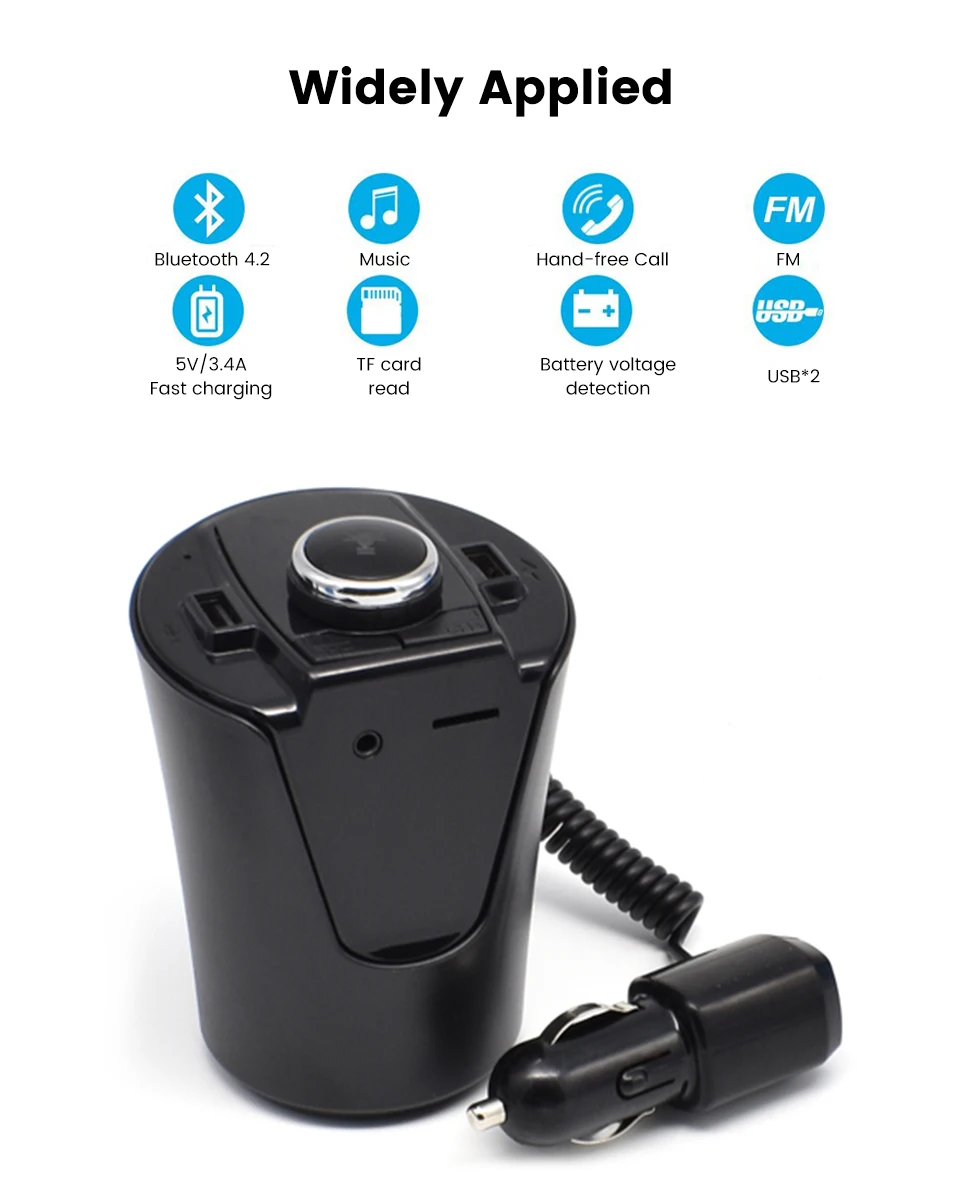 AOSHIKE автомобильный Bluetooth fm-передатчик держатель чашки громкой связи Поддержка U диск TF карта двойной USB зарядное устройство музыкальный плеер