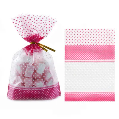 Pink Dots Leotriting 50 шт./упак. 23 стиля Плюм Пластиковые Подарочные Упаковочные пакеты на день рождения, свадьбу, вечеринку, пекарня креативное печенье конфеты сумки - Цвет: Pink Dots