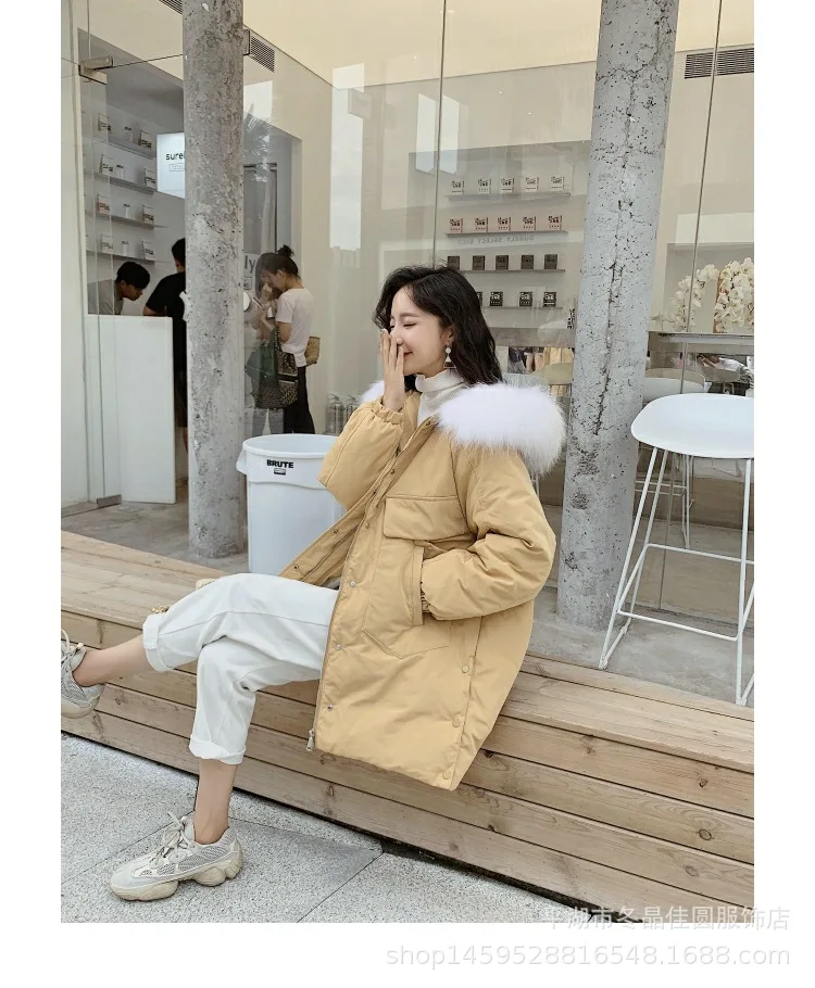 Off Season Plus-sized down Jacket Women's Mid-length New Style Fat Mm 200 Embroidered Large Fur Collar Thick Coat