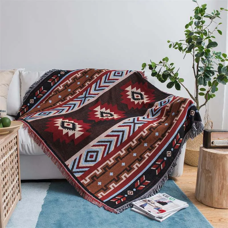 Nordic Knitted Couch Armchair Tassels Blanket Pet Dog Sleeper Sofa Mattress Protector Plaid Coverlet - Цвет: 7