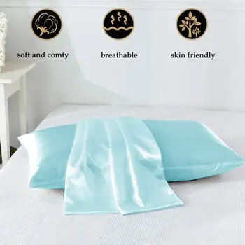 

Solid silk pillowcase Bedding Pillowcase Smooth Pink Sliver Blue White Khaki Home Black D2B6