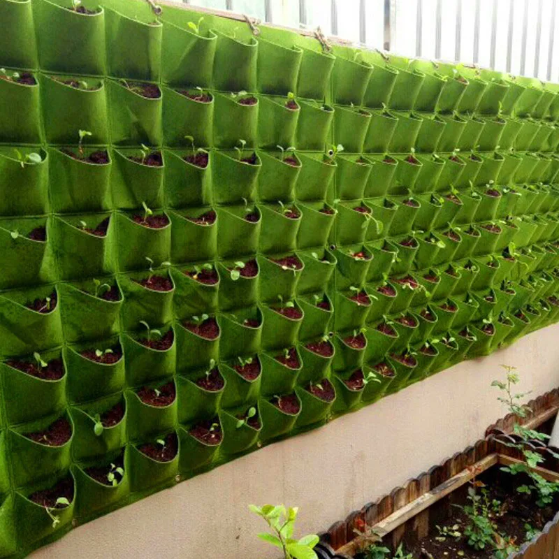 12/25/49 Pockets Garden Vertical Hanging Wall Planter Black Flowers Plant Grow Bag Green Home Decoration Vegetable Planting Pots