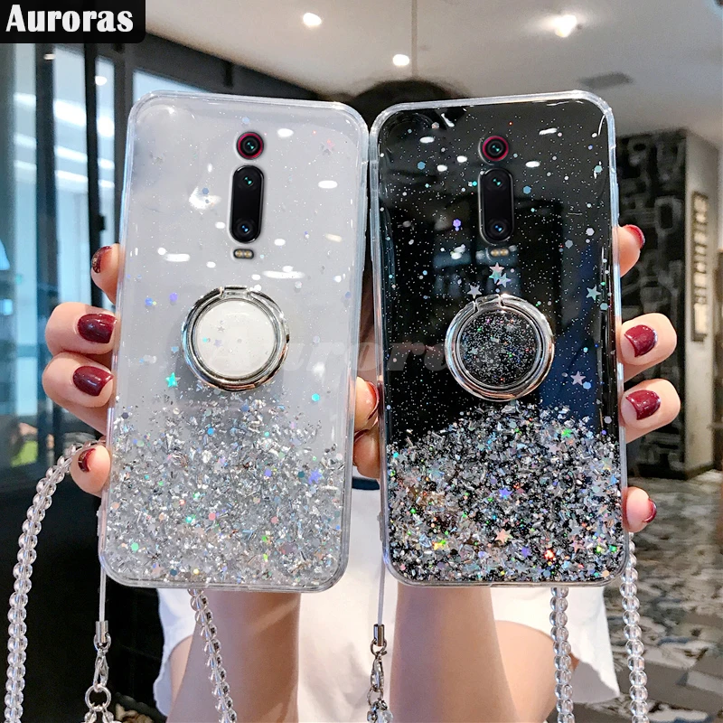 Auroras для Red mi K20 Pro Блестящий блестящий чехол с блестками Xiaomi 9T прозрачный мягкий со