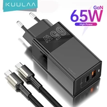 KUULAA-cargador GaN de carga rápida para móvil, Cargador USB tipo C, QC PD, portátil, para iPhone, Xiaomi, portátil y tableta, 65W, 4,0