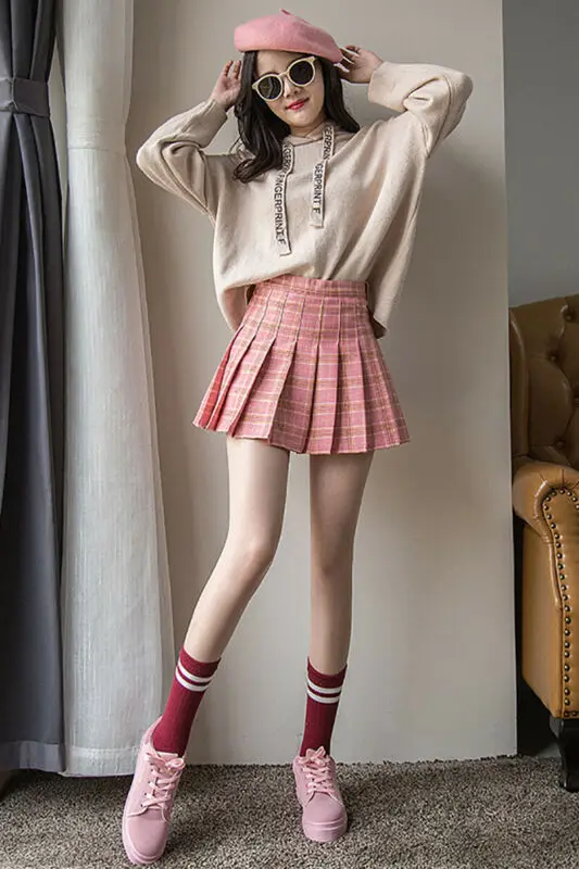 Woemn Fashion Shorts Casual Loose Striped Microfiber Elastic Waist Mid Shorts Skirts