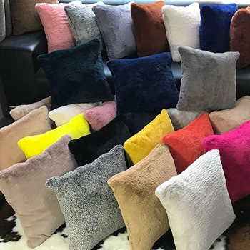 

Junejour | Sheepskin Cover Satin Pillowcases Plush Soft Decorative Fur Square Throw Pillow Cover Cushion Case Protector 18"x 18"