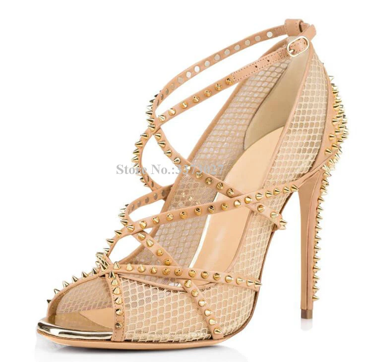 studded strap gladiator heels