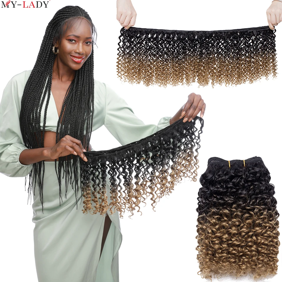 Hair Extensions My-Lady Synthetic Short Black Brown Pink Ombre Kinky Curly Bundles Brazilian Crochet Hair Hair Bundles Extensions