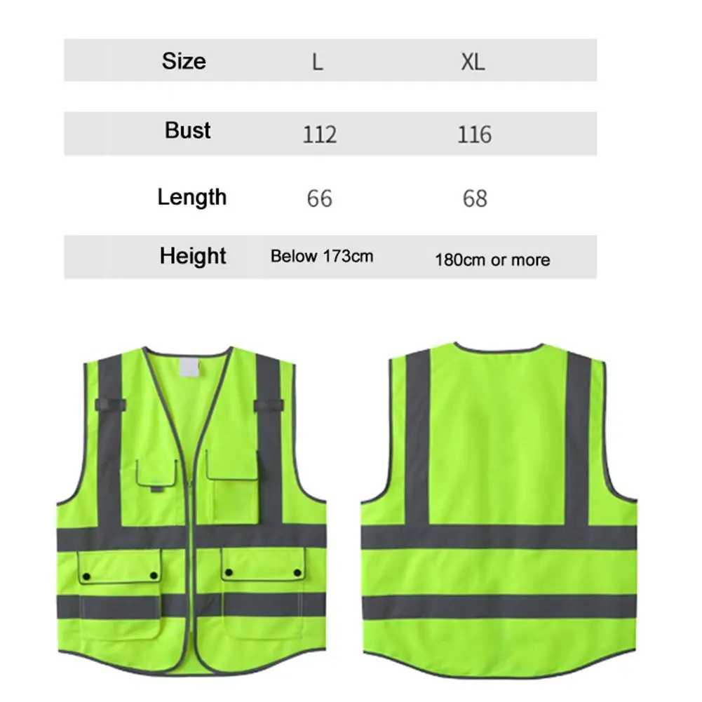 Unisex Reflective Safety Vest High Visibility Night Warning Safety Coat For Traffic Car Multi Pockets Construction Summer Mesh