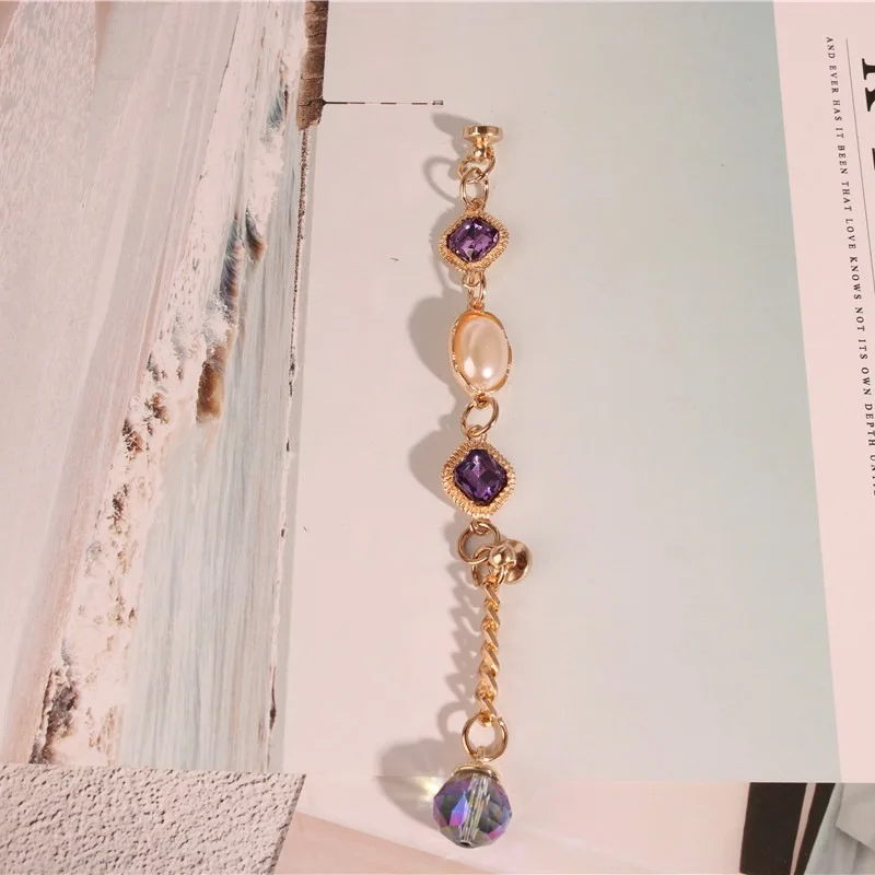 Alloy gem Rhinestone ring handmade material tassel hanger strings pendant for cellphone bag key chains diy craft accessories - Цвет: C