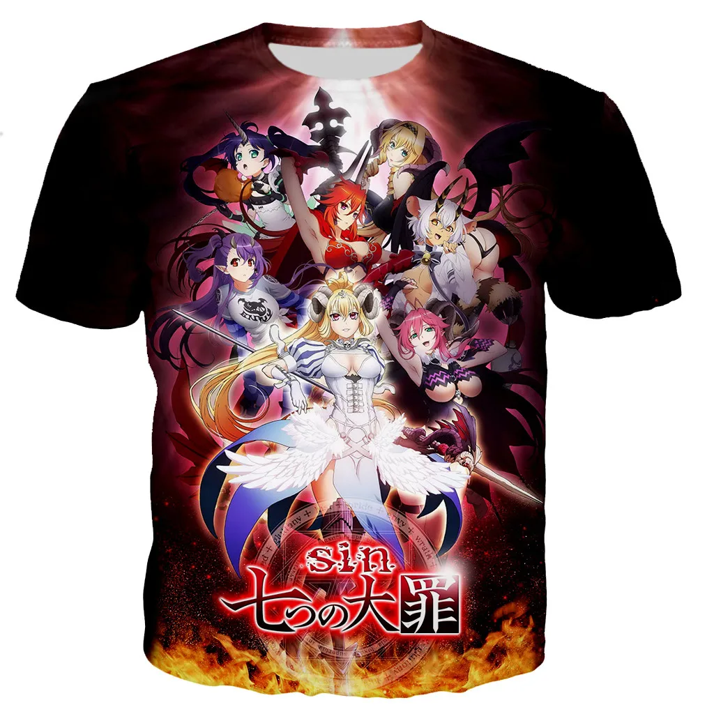Футболка унисекс с рисунком смертных грехов из аниме Семь | Мужская одежда