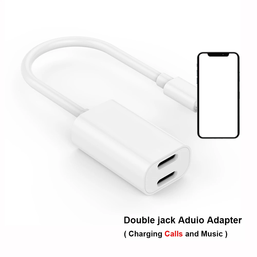 Double jack Audio Adapter For Lightning Headphone Support iOS 12 Charging Music or Call for iphone 7/8/X XS XR Adapter Converter