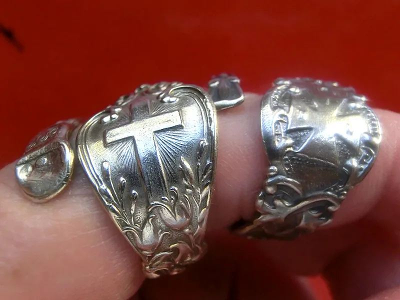 

American classic jewelry 】925 sterling silver cross flower live ring
