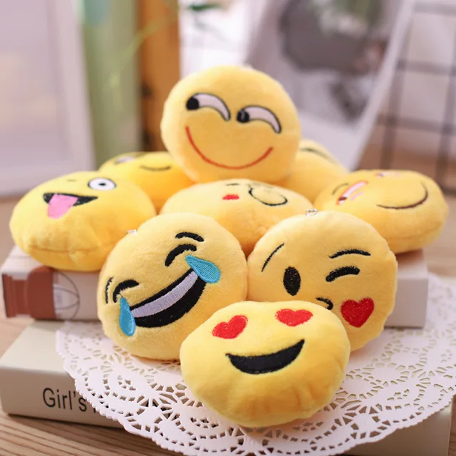 

3pcs/lot New Mixed Plush Keyring key ring emoji Ring Plush Face Emoji Key Chain Bag Hanger Phone Chain Fur Keychain