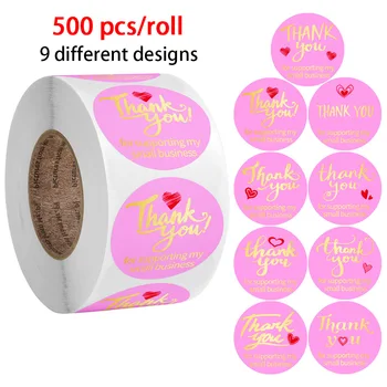 

500Pcs/roll Purple Thank You for Supporting My Small Business Stickers Seal Labels Small Shop Gift Decoration stationery sticker