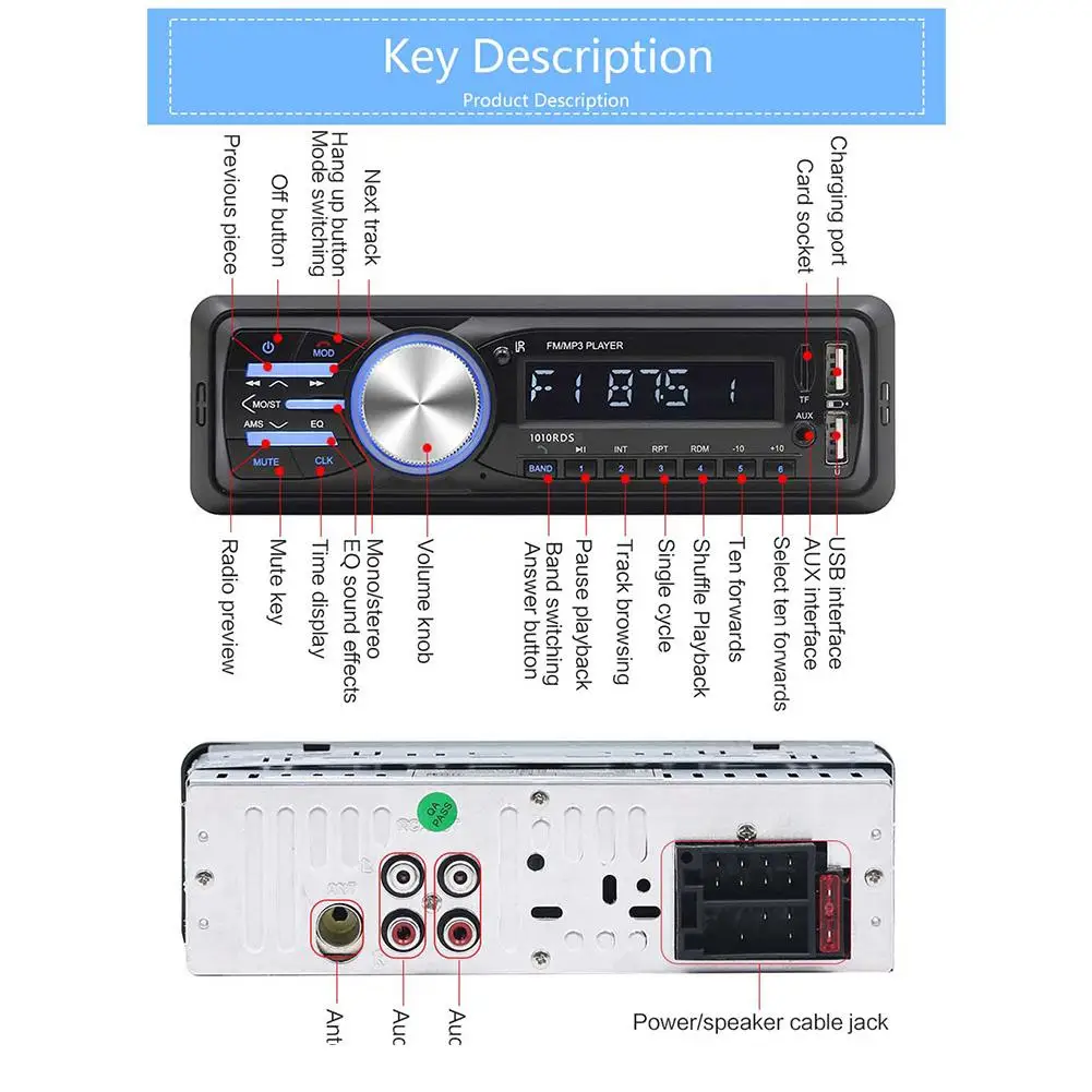 Новое поступление 12 В 1Din автомобильный Bluetooth стерео MP3-плеер RDS fm-радио USB вспомогательный приемник автомобильный аудио плеер