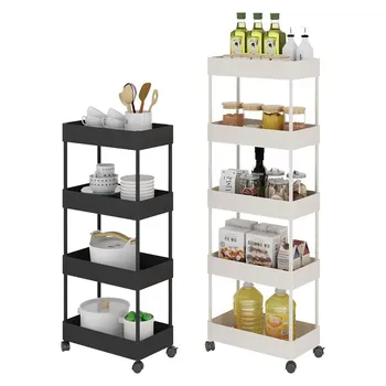 

Kitchen Refrigerator Clip Gap Storage Rack Floor Multi-layer Pulley Movable Vegetables And Fruits Narrow Gap Trolley