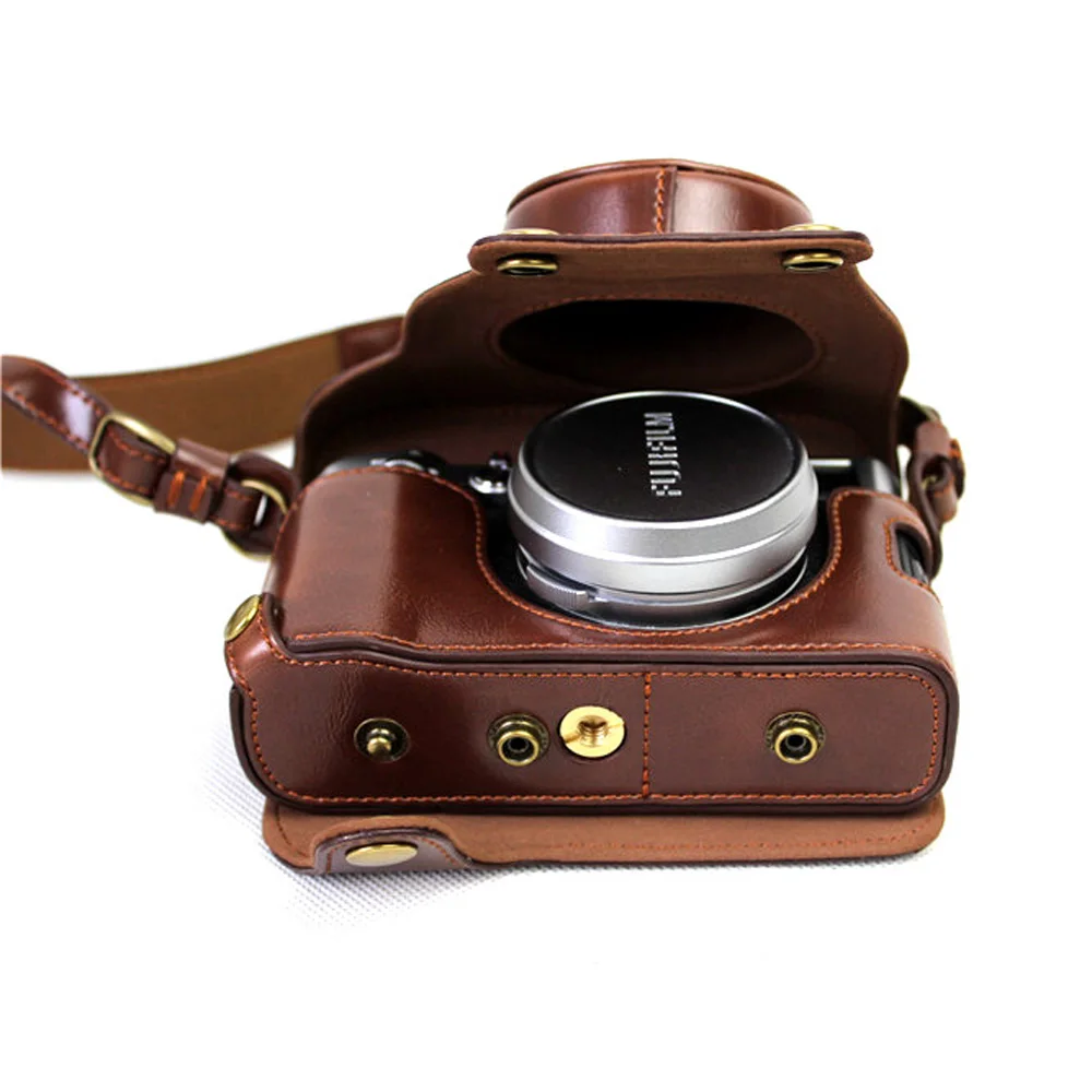 Роскошный чехол из искусственной кожи для камеры Fuji X100F Fujifilm X100F с батарейным отсеком+ сумка для хранения батареи+ кожаный ремешок для камеры