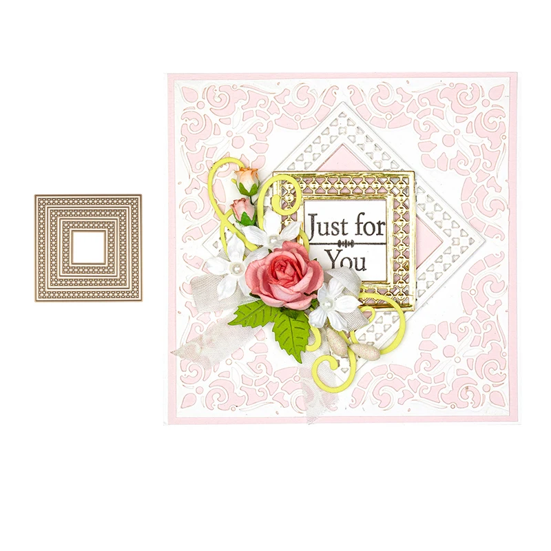 

SP 7pcs Square 2019 NEW Metal Cutting Dies Scrapbooking for Card Making Photo Album DIY Embossing Cuts Lucky Goddess Craft