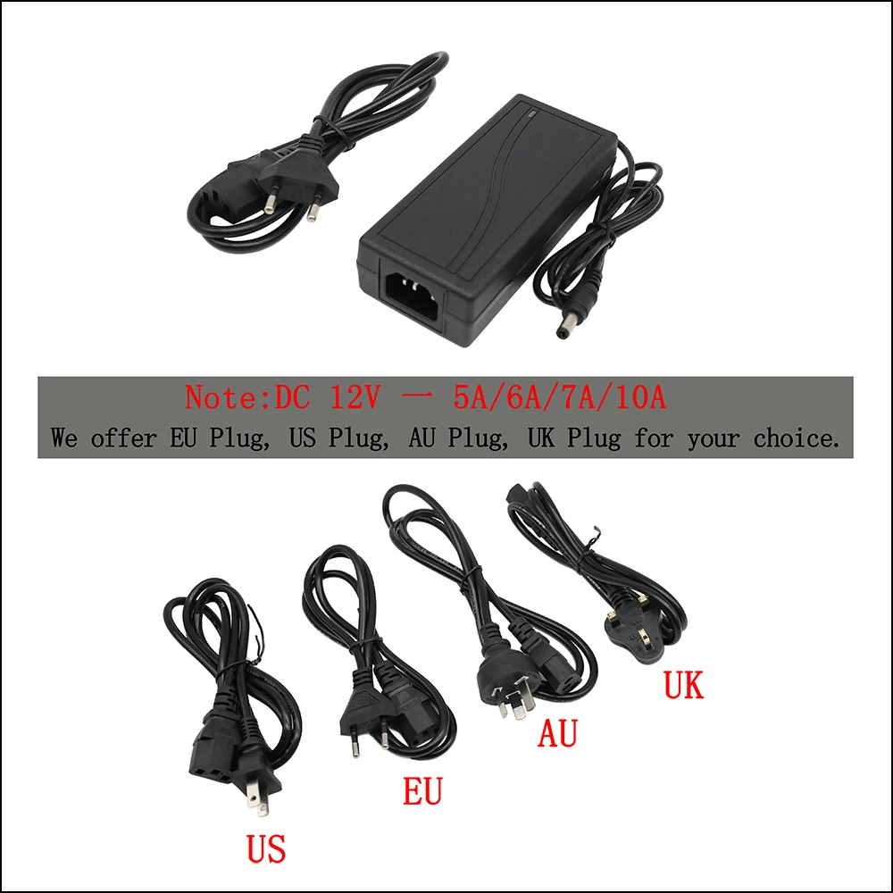 DC 12V Трансформаторы освещения 1A/2A/3A/5A/6A/7A/10A адаптер питания зарядное устройство для светодиодной ленты ноутбука