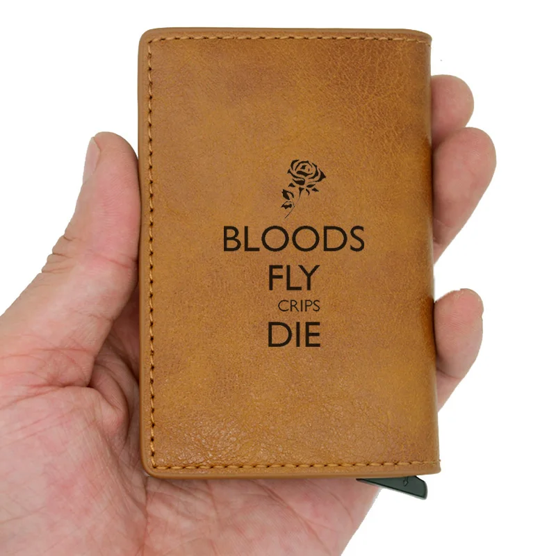 Модный Ретро кошелек Rose Bloods Fly Crips Die Дизайн Rfid классический мужской женский кожаный кошелек для кредитных карт короткий кошелек со скелетом