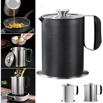 

Grease Container Stainless Steel Cooking Oil Container Grease Container with Mesh Strainer Screen For Household 66CY