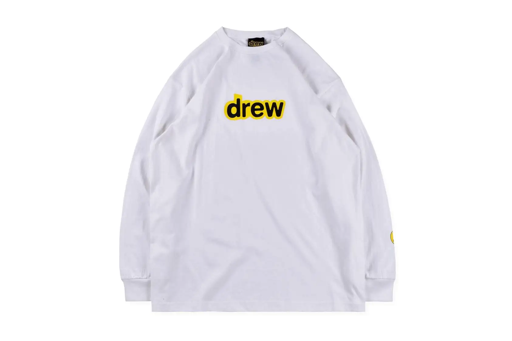 white 19SS DREW HOUSE Футболка мужская и женская с длинными рукавами Drew house Джастин Бибер уличная хип-хоп Футболка со смайликом - Цвет: white