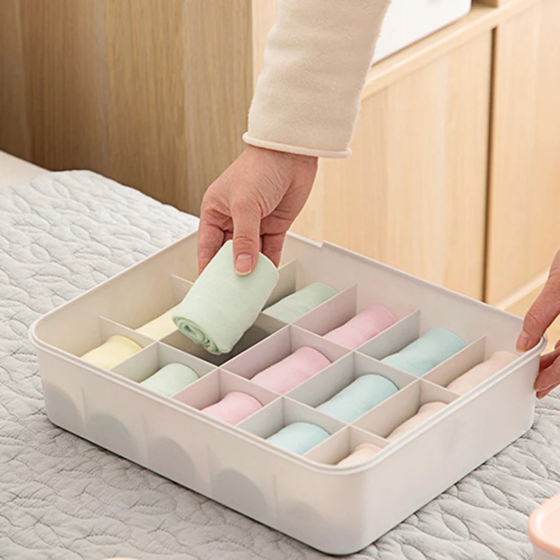 1/10/15 Grid Reusable Plastic Underwear Storage Box With Mark Closet