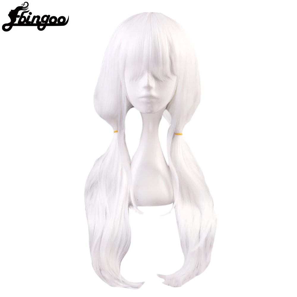 Ebingoo Danganronpa Angie Yonaga White Long Straight Synthetic Hair Wigs Dangan Ronpa V3 Killing Harmony Cosplay Role Play angie