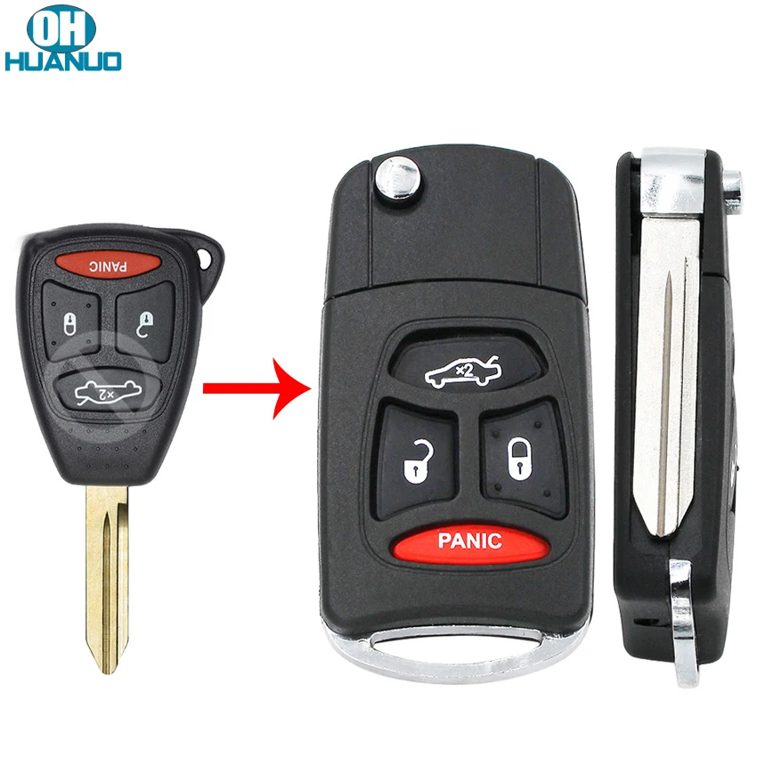 Modified Flip remote Key shell case fob 3+1/4 Buttons For Chrysler Aspen 300 for Dodge Durango Charger Jeep Grand Cherokee | Автомобили и