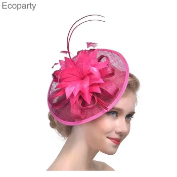 

American hot style yarn racing festival hair decoration headdress bride party feather flower headoiece hand made