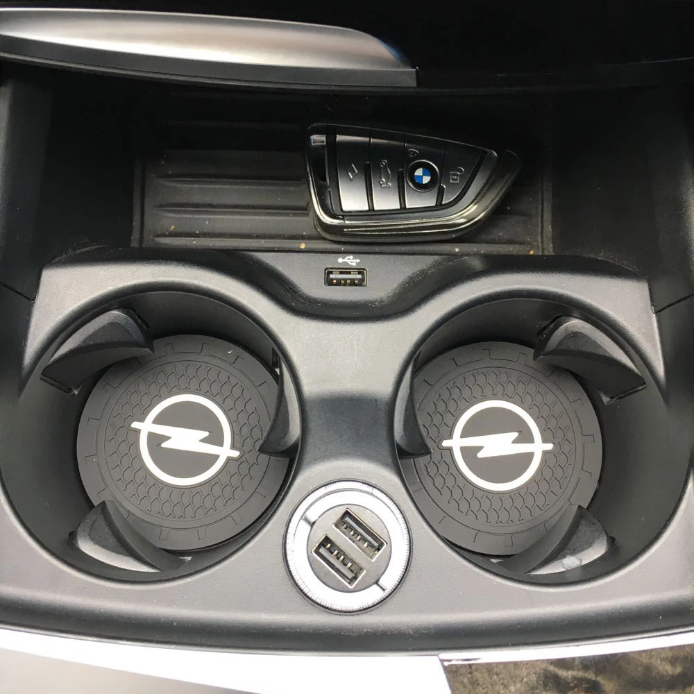 Round Pvc Anti-Skid Coasters Cup Holder Coaster Auto Interior Decoration Pad For Opel Astra H G J Insignia Mokka Zafira Corsa Vectra C D QWASZX 2 Pcs Car Cup Anti-Slip Mat Pad
