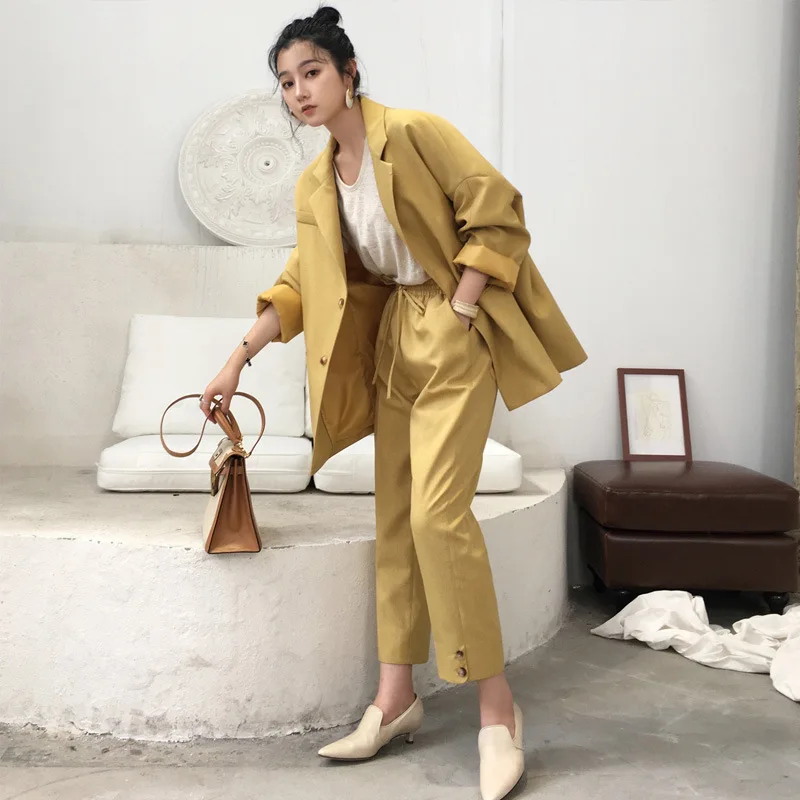

2018 Autumn New Products Loose-Fit Leisure Suit Elegant Two-Piece Set Retro Suit Jacket Women's
