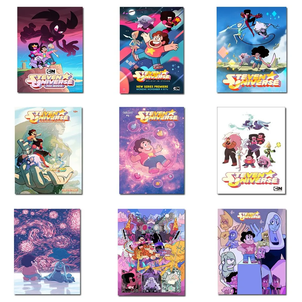 Горячие Steven Universe Классический Аниме комиксов серии Постер Мультфильма фильма, шелковая, светлые холщовые дома номер Декоративная Настенная картина