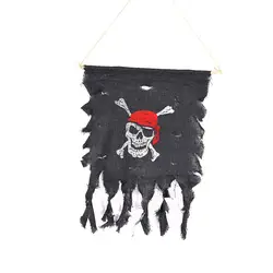 Хэллоуин подвесное украшение в виде флага потертый пиратский череп и скрещенные кости черный флаг Хэллоуин вечерние макет сцены реквизит
