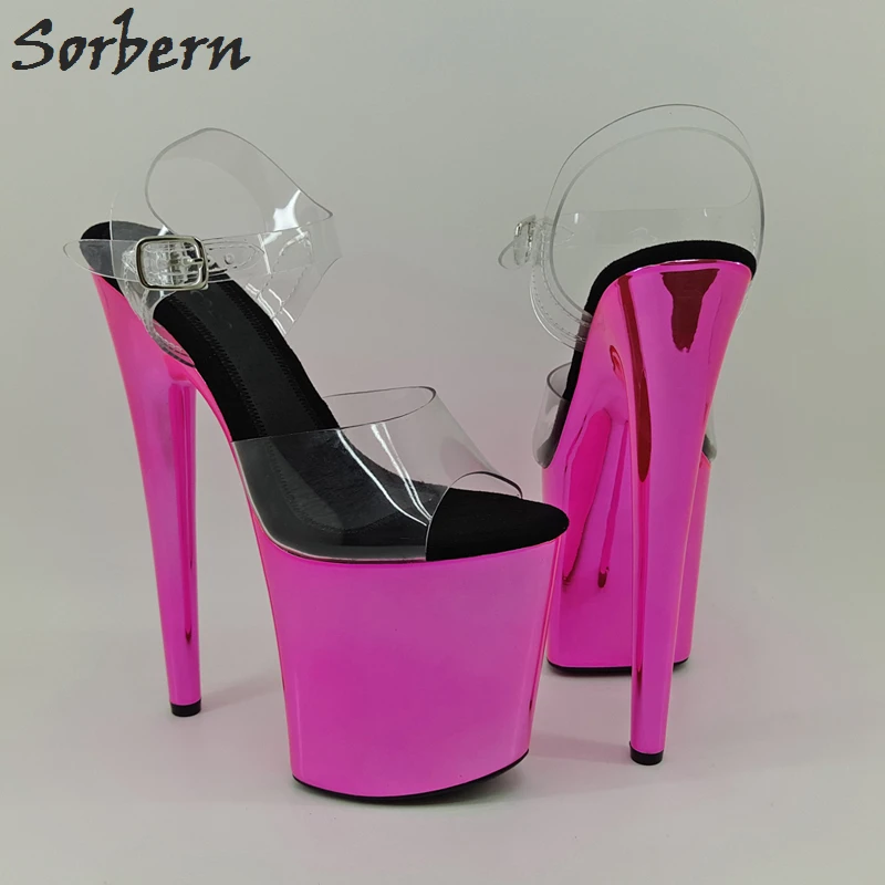 

Sorbern 8 Inch Plating Heels Sandals For Pole Dancer Platform Summer Shoe Slingbacks Transparent Pvc Exotic Heels Sexy Heels